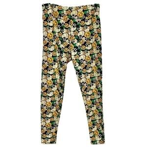 LULAROE Skull and Rose Leggings, Size TC (12 - 18), Excellent Condition